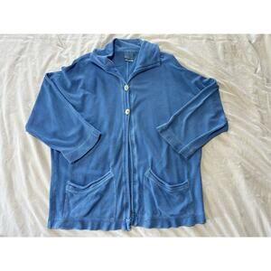 Vintage Lantana USA Blue Cotton Button-Up Top | Size L | 100% Cotton